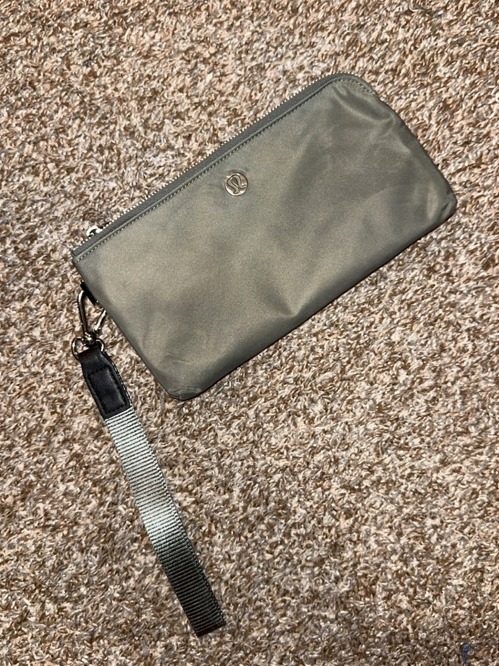 lululemon athletica Olive Green Zip Wristlet with Black Strap